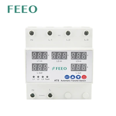 Feeo 220V ATS krmilnik DAUL DAUL MOČ Preklopa samodejni prenos ATS DIN železniško stikalo 63A LED indikacija za delovno napetost